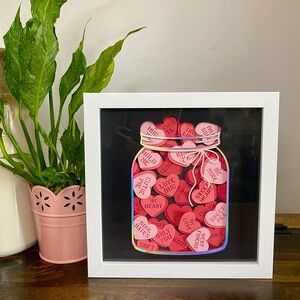 3D Valentines Jar of Hearts Shadowbox